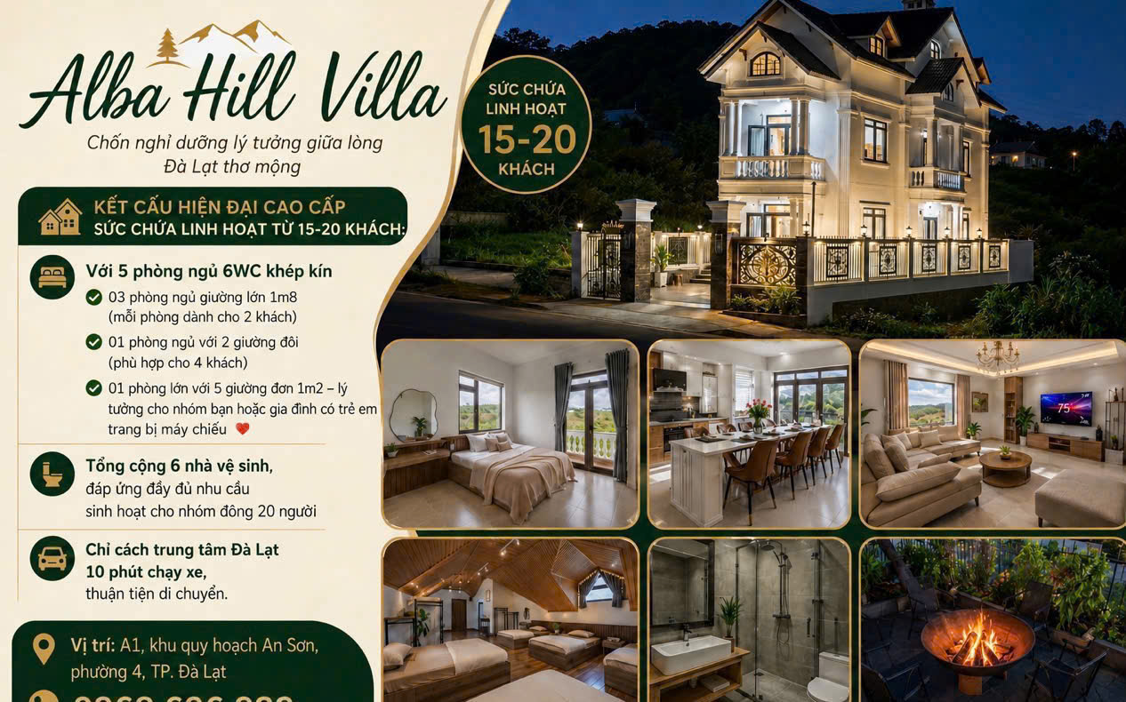 Villa Alba Hill Đà Lạt – Villa Nghỉ Dưỡng Cho Nhóm 15-20 Người - ảnh 18